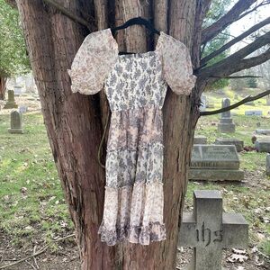 Rare Editions Gold and Gray Floral Dress